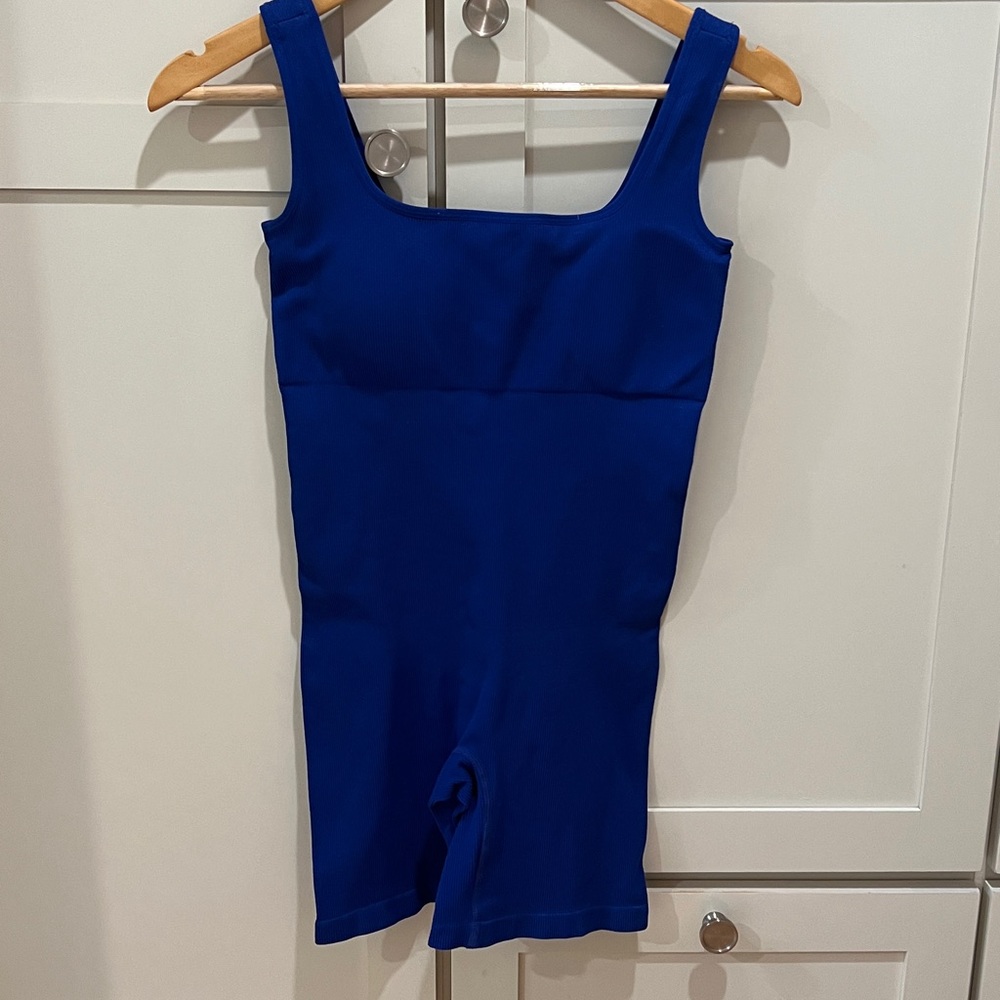 Royal Blue Popilush Shapewear Seamless Square Neck Smoothing Sport Romper size M